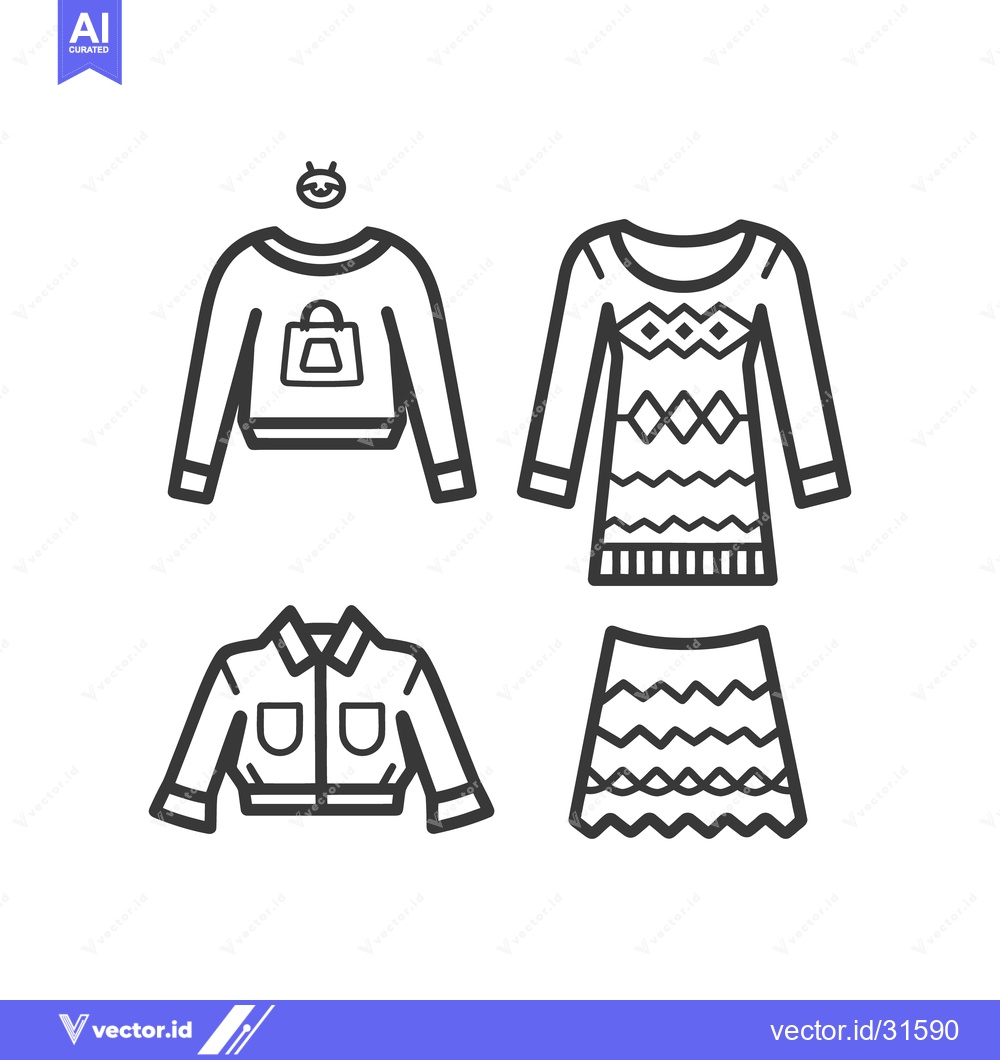Premium Vector of A collection of outlined clothing garments with fashionable designs sh
