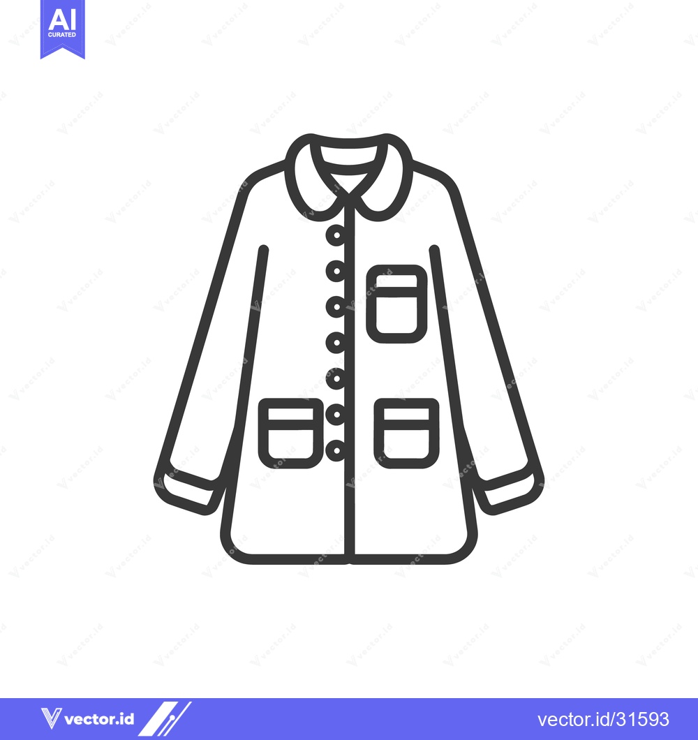 Premium Vector dari Simple line art image of a button up coat with pockets