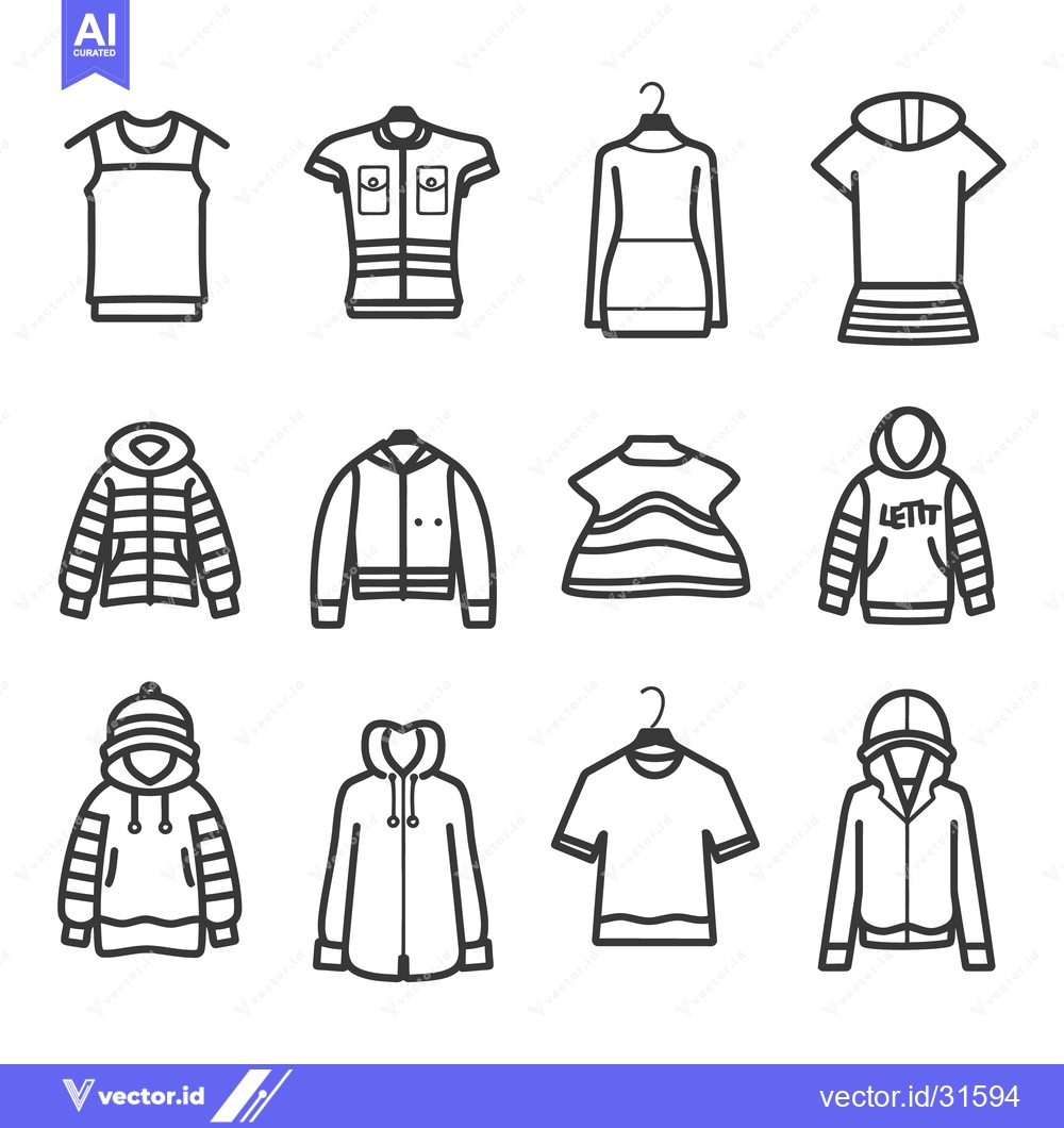 Premium Vector dari Several illustrated clothes are displayed in a clean design