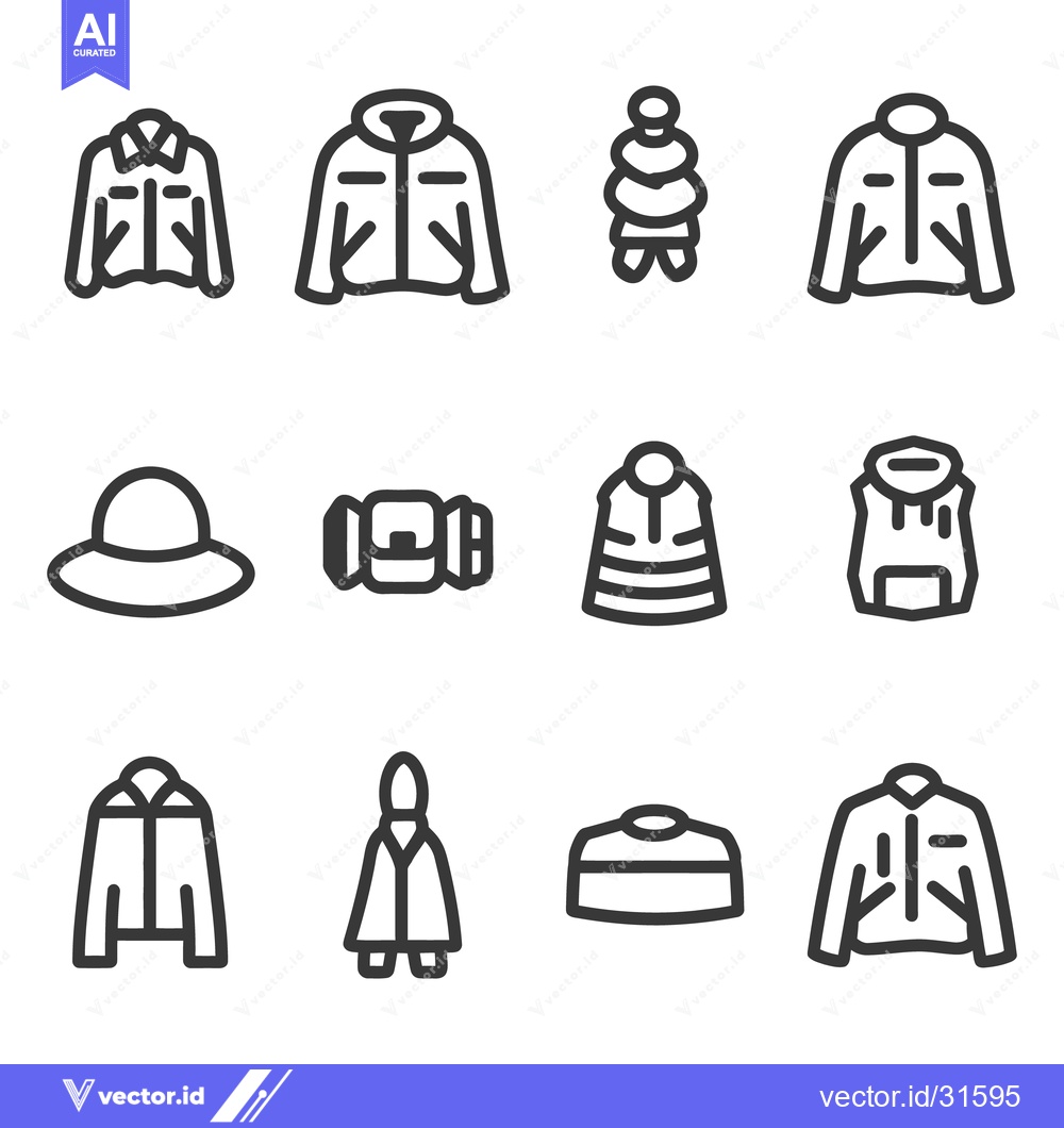 Premium Vector dari Simplified outline illustrations depicting various clothing and access