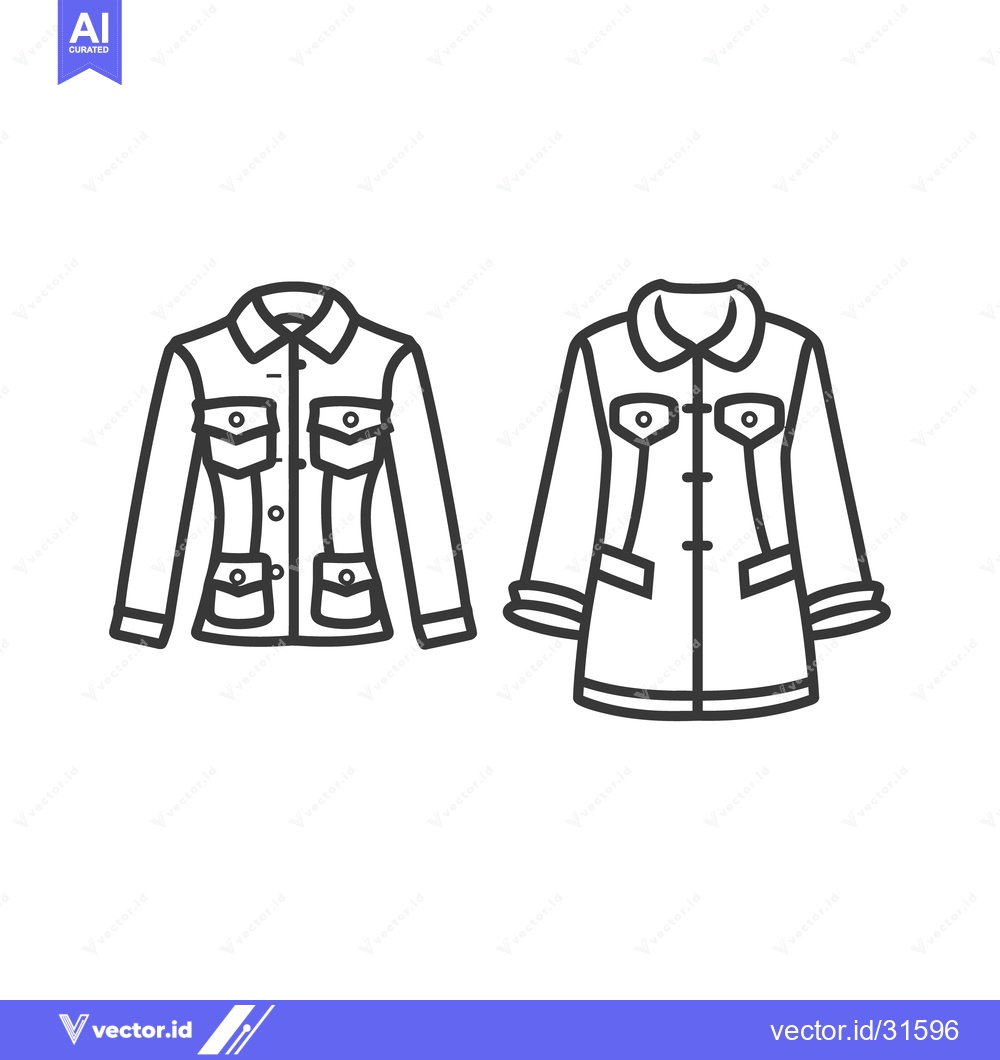 Premium Vector of Detailed line drawings of two button down jackets