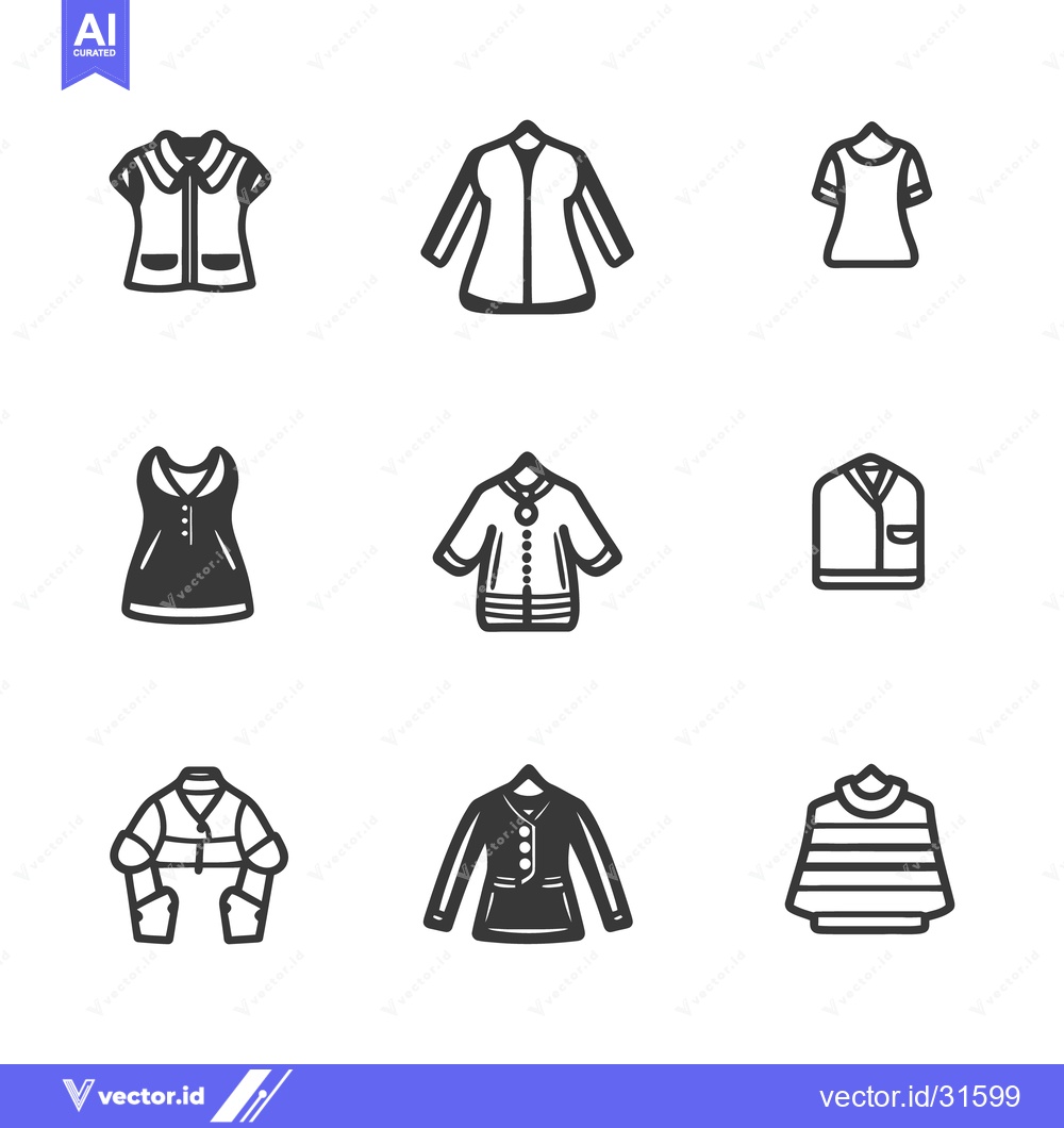 Premium Vector dari Nine distinct simple garment illustrations of varying styles and desig