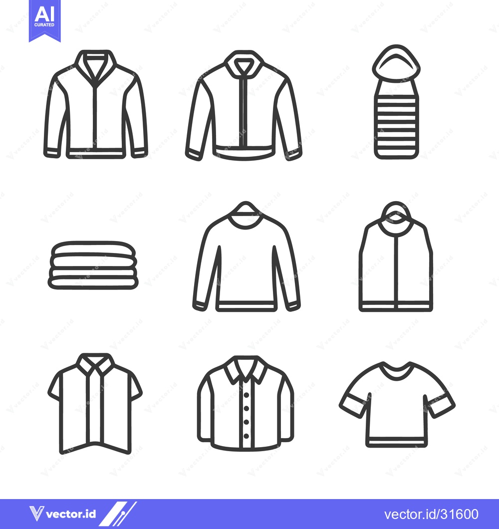 Premium Vector of Simple black outline icons depicting different clothing items