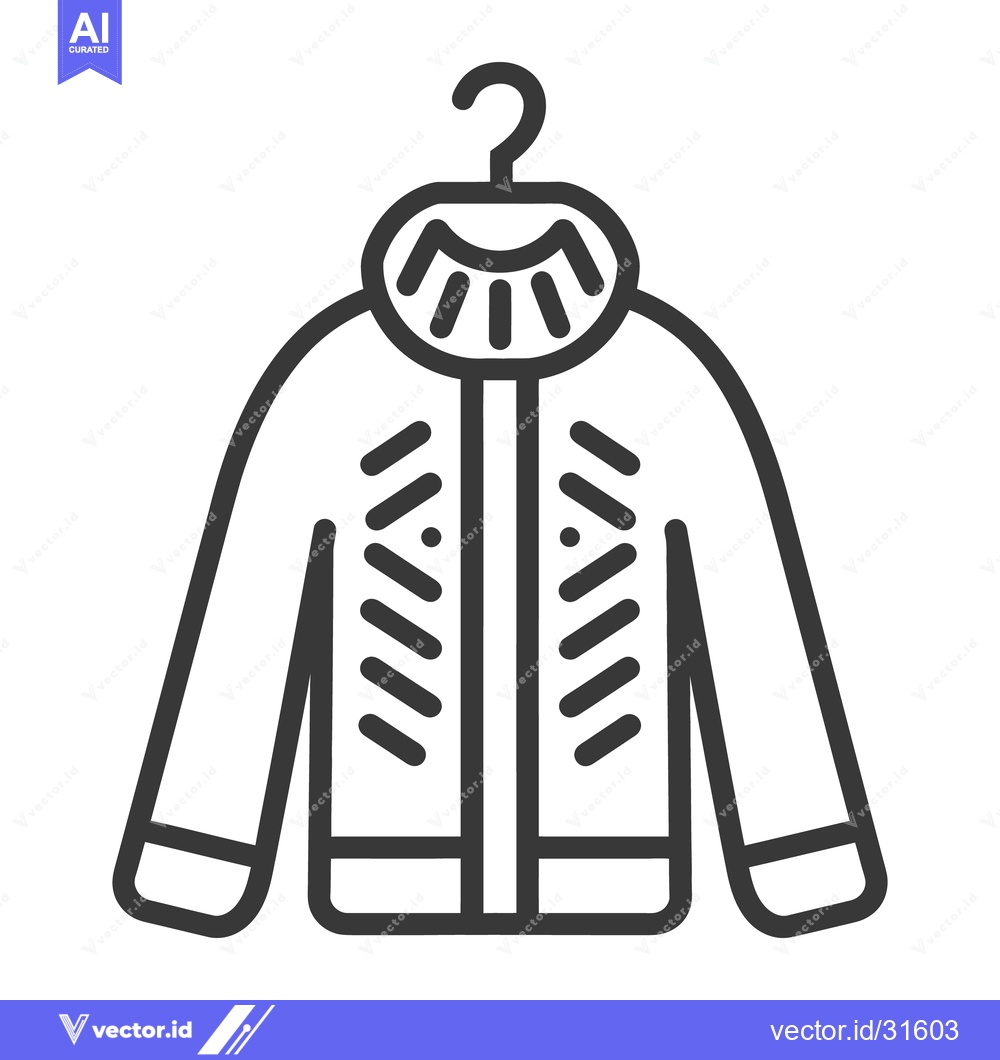Premium Vector dari A black and white illustration of a jacket hanging on a hanger