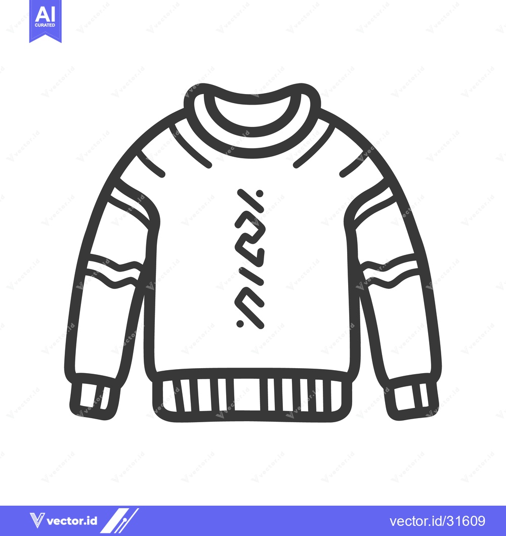 Premium Vector of An illustrated monochrome graphic showing a knitted winter sweater des
