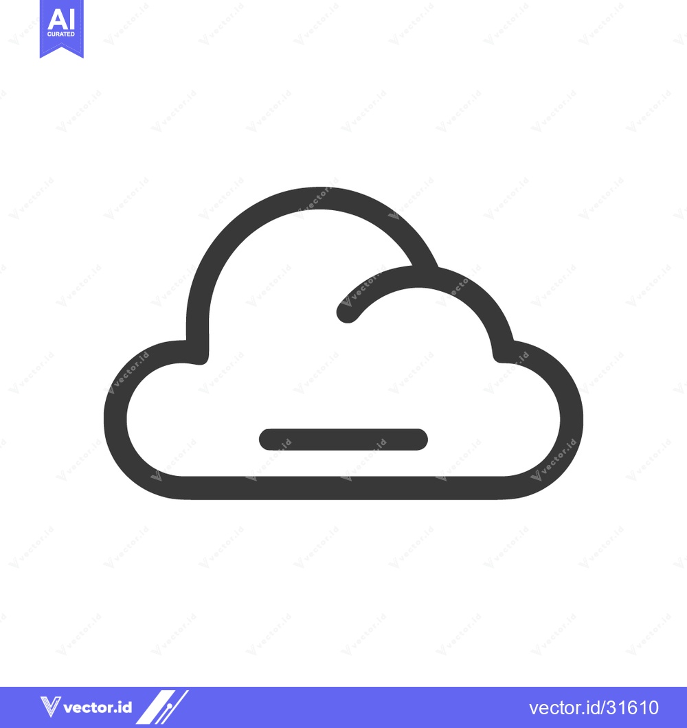 Premium Vector dari Minimalist Cloud Icon with Subtraction Symbol, Dark Gray on White Back