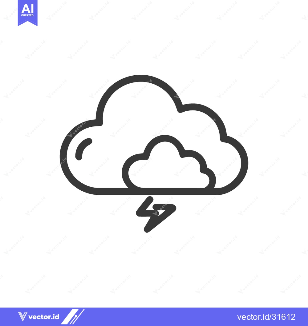 Premium Vector dari Minimalist Weather Icon: Storm Cloud with Lightning Bolt, Outline Styl