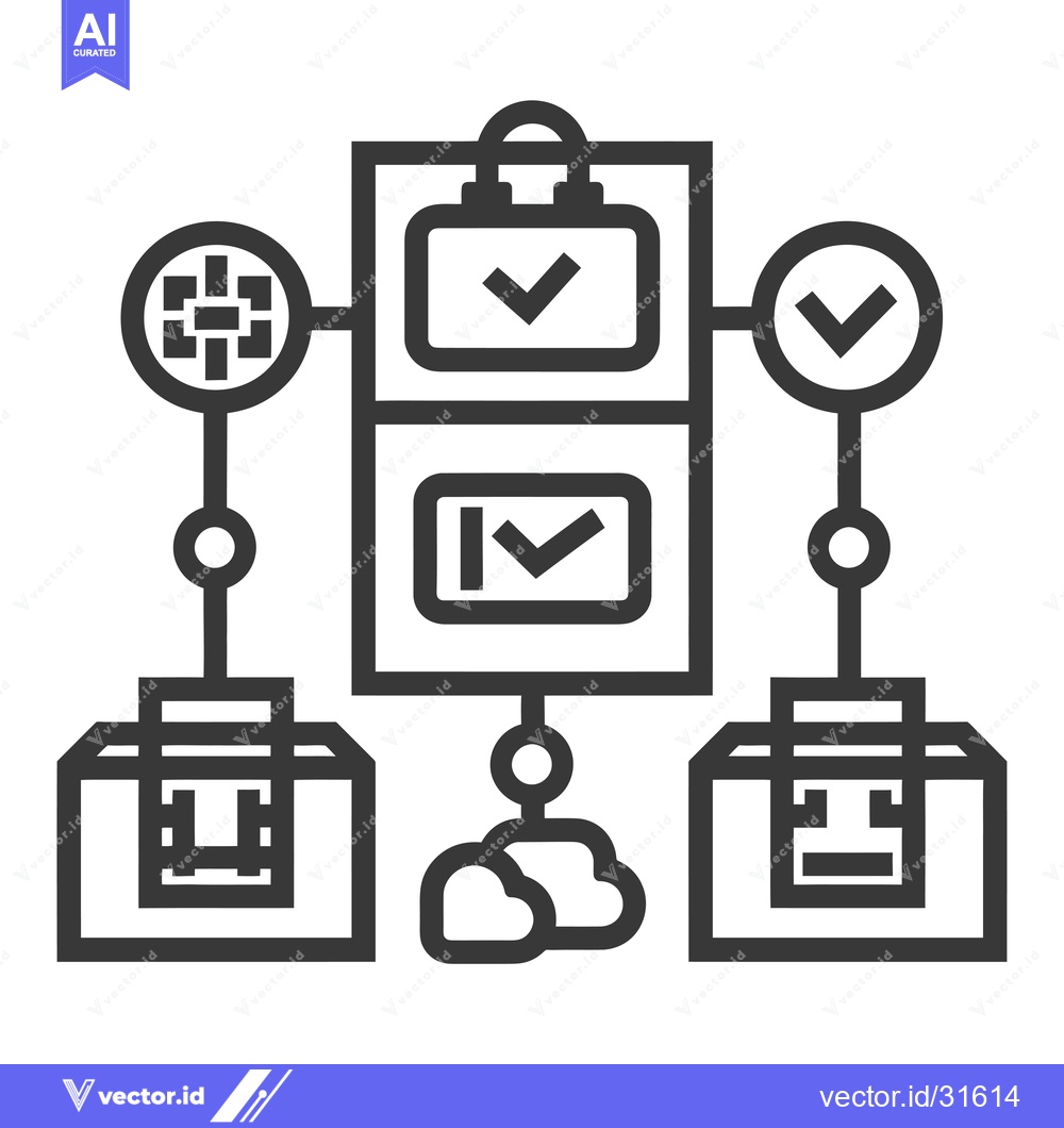 Premium Vector dari Cloud-Based Data Flow With Checkmarks and Servers