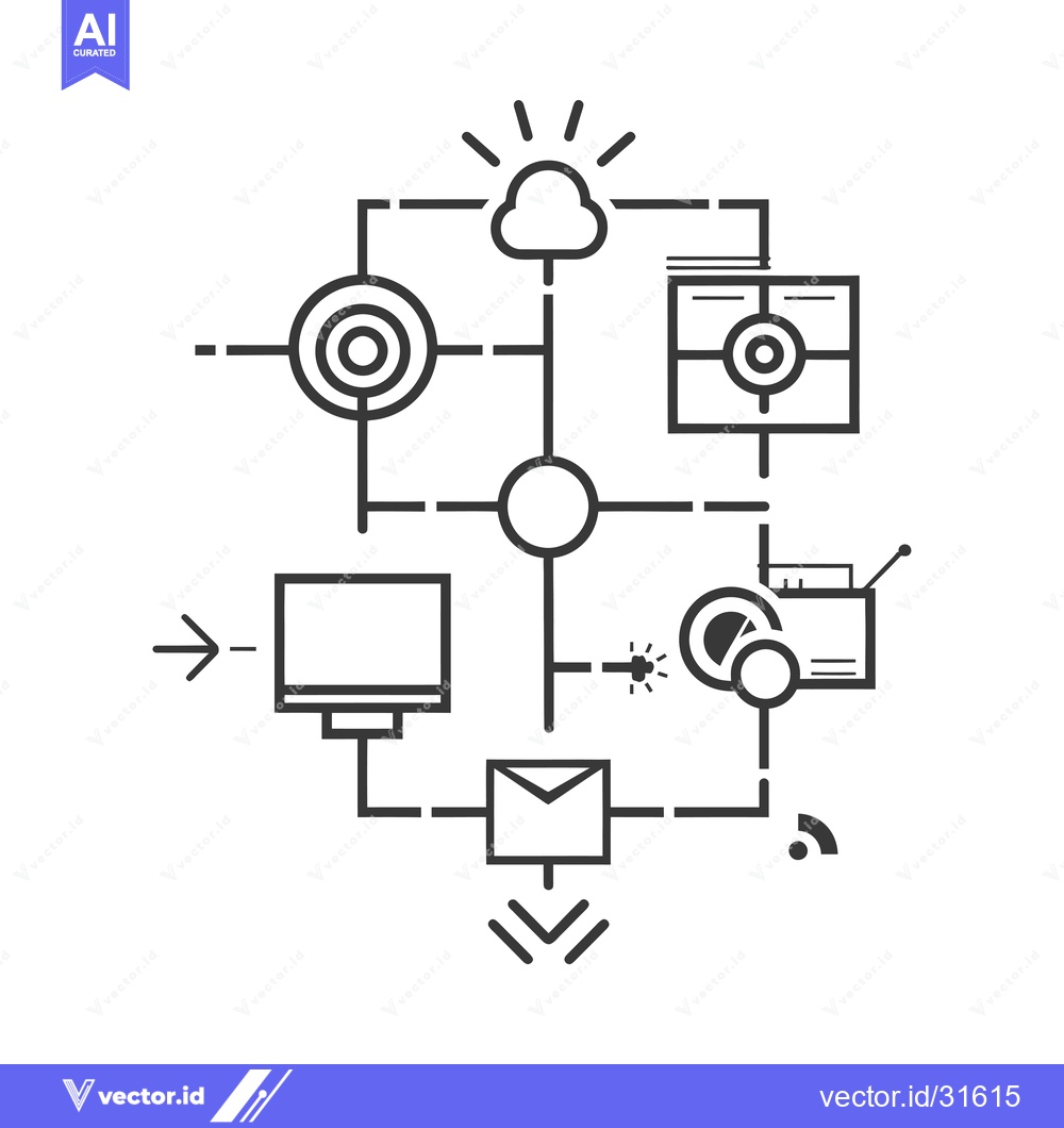Premium Vector dari Cloud-based data flow with various components and connections
