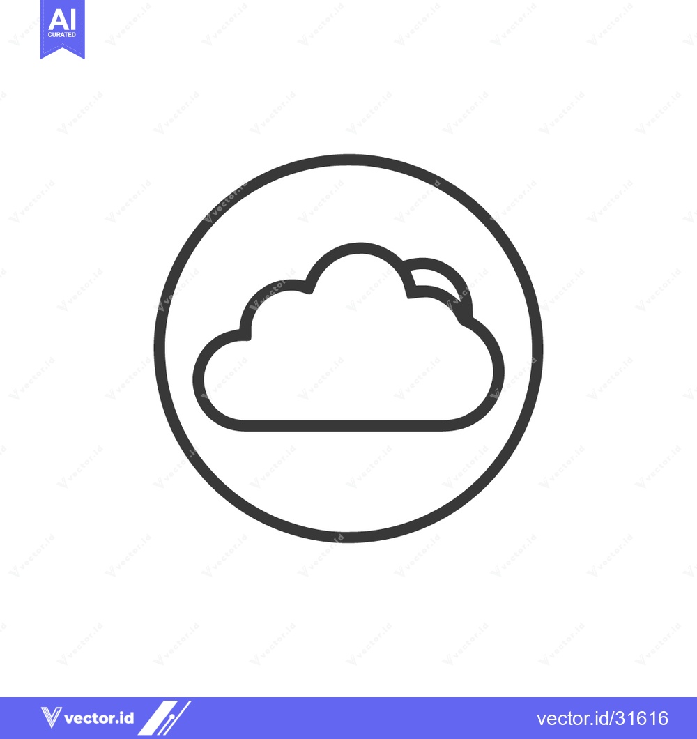 Premium Vector dari Cloud Icon in Circle: Simple Line Art for Weather or Data