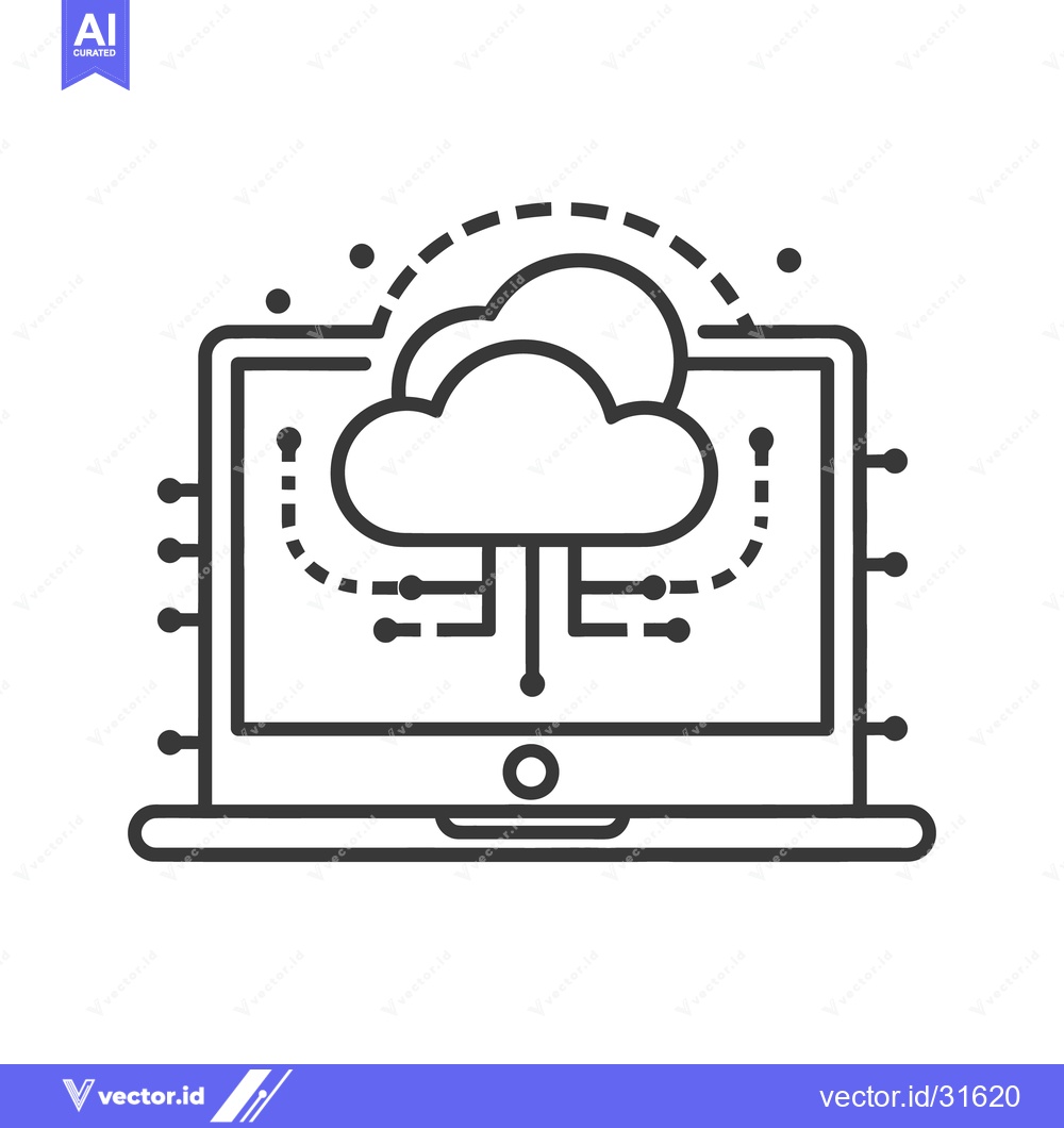 Premium Vector dari A laptop displays cloud computing and network data transfer illustrati