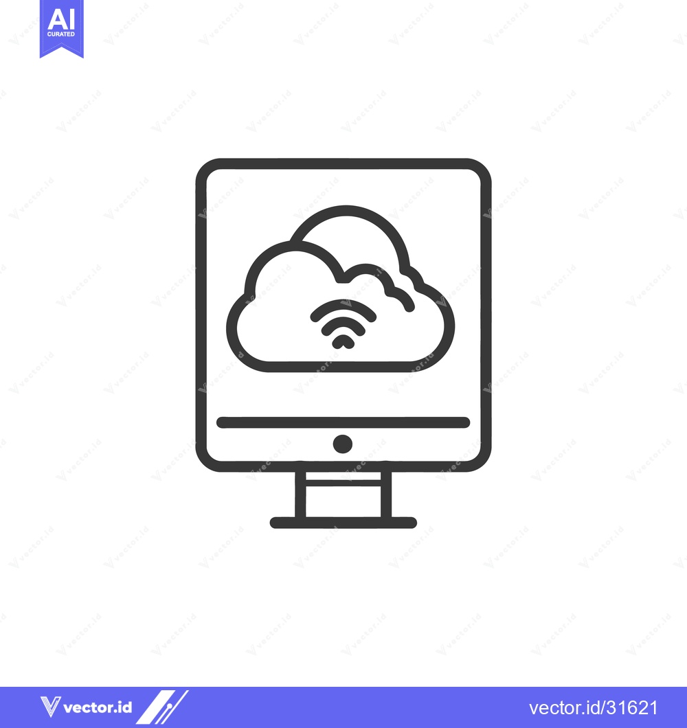 Premium Vector dari A computer screen displays a cloud icon representing wireless connecti