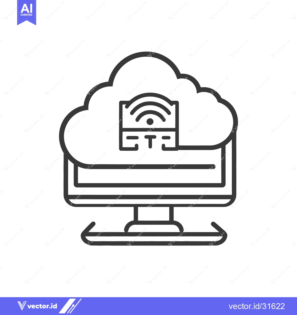 Premium Vector dari A computer screen displaying cloud technology and wireless connectivit