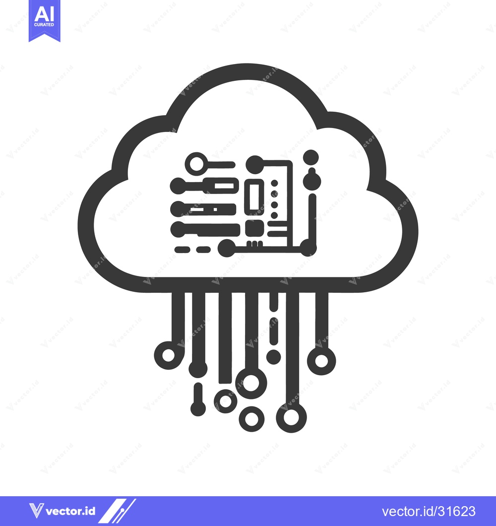 Premium Vector of A graphic illustration showing a cloud with digital components