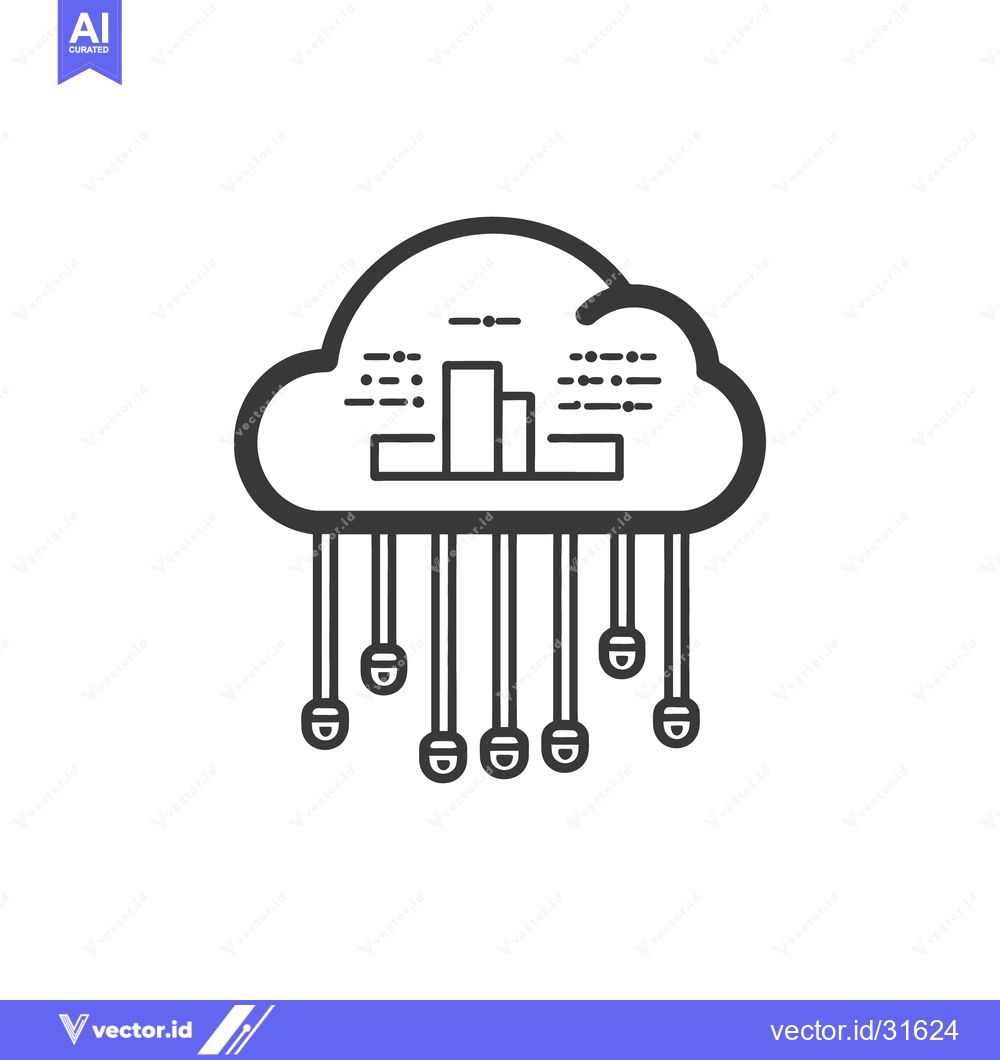 Premium Vector dari A cloud shaped graphic with data and circuit connections
