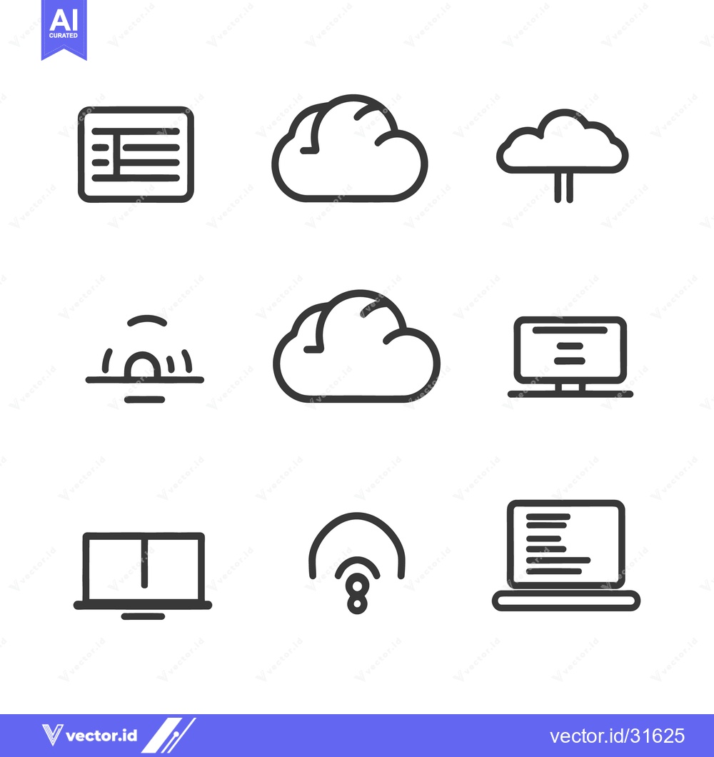 Premium Vector of A Collection of Black and White Technology Icon Illustrations