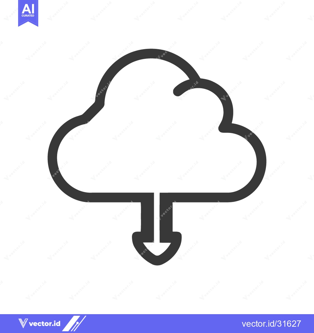 Premium Vector of Minimalist Cloud Download Icon: Simple, Clean, and Modern Design