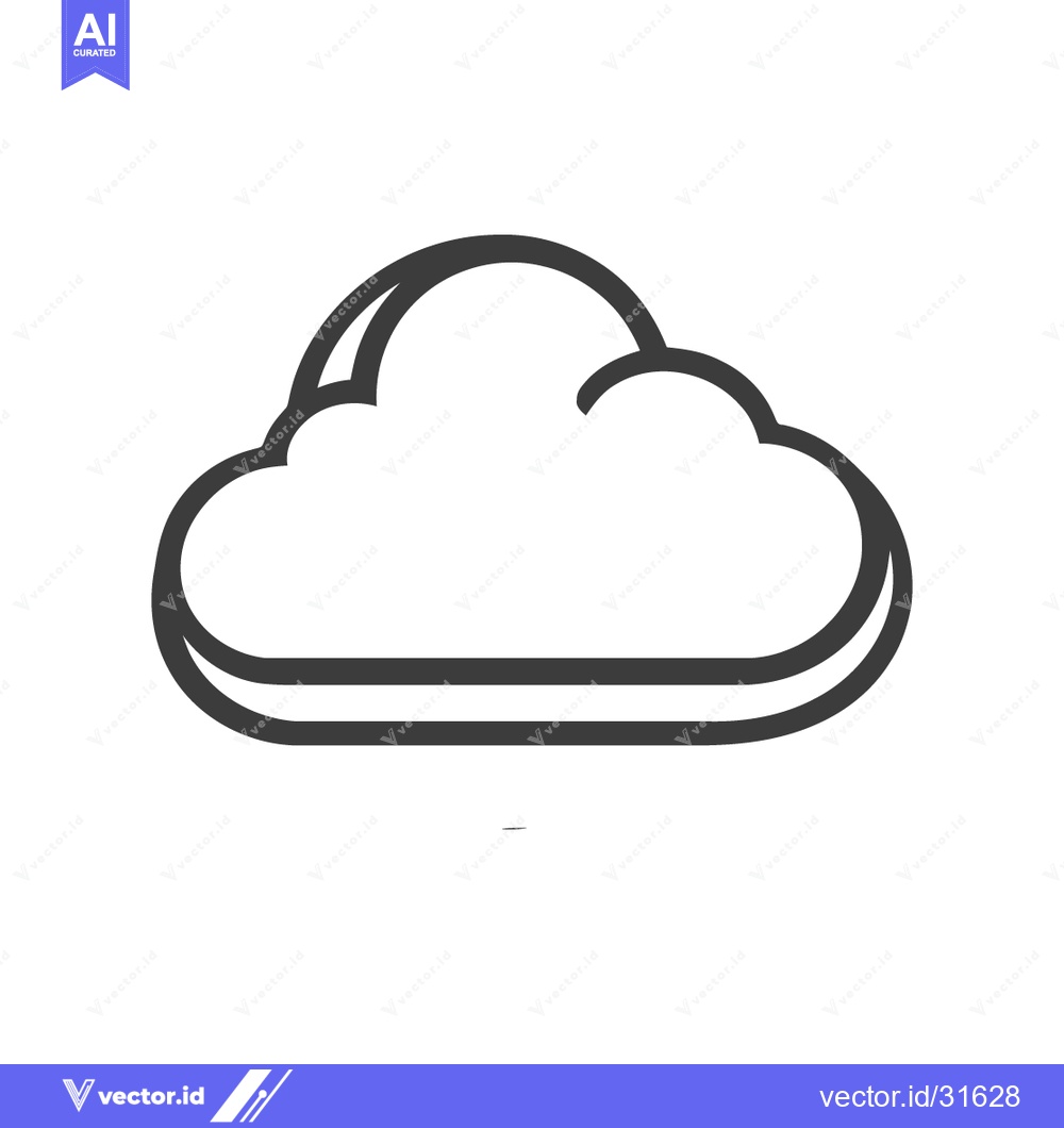 Premium Vector dari Minimalist Cloud Icon with Double Outline, Isolated on White Backgroun
