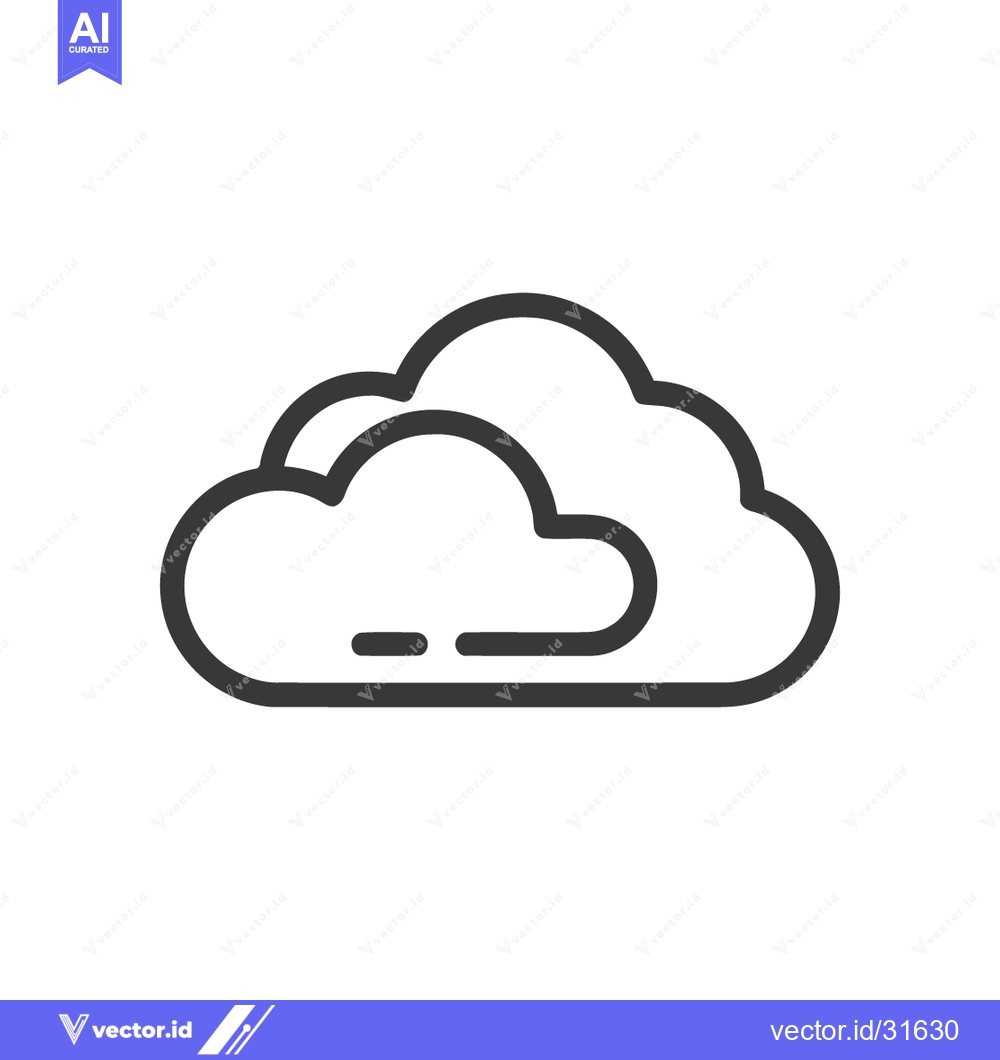 Premium Vector dari Minimalist Cloud Icon: Simple Black Outline on White Background, Weath