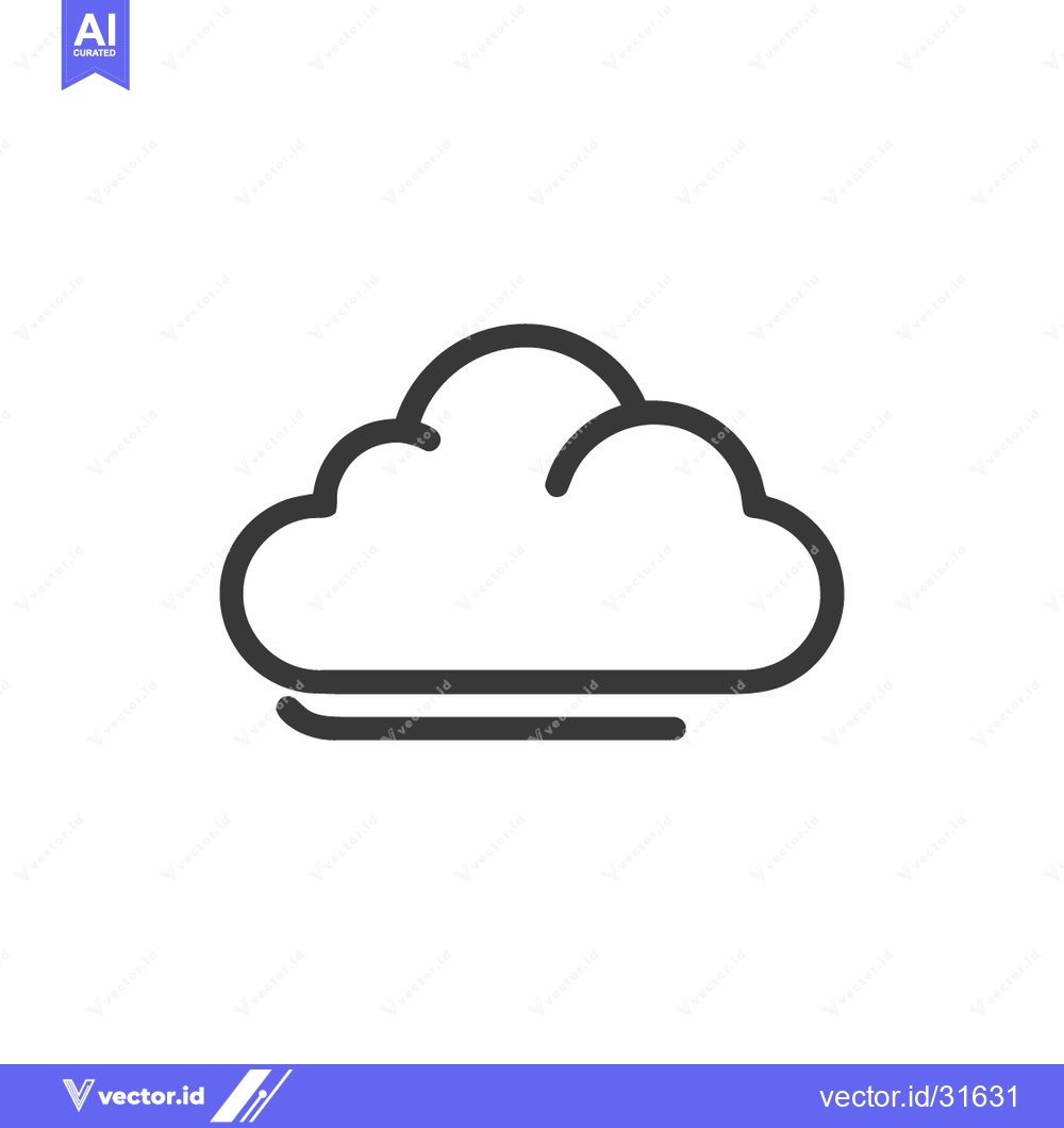 Premium Vector dari Minimalist Cloud Icon with Wind Lines, Weather Symbol, Outline Style