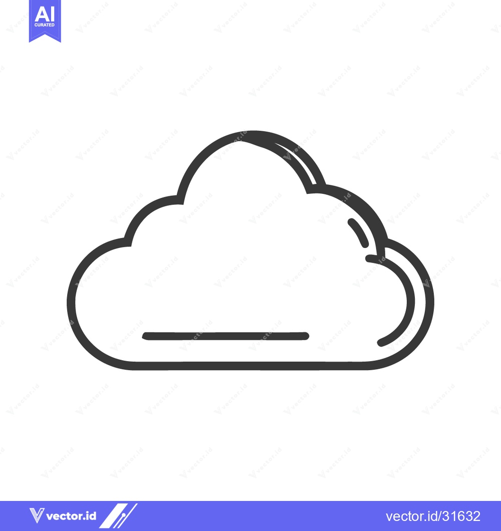 Premium Vector of Simple Cloud Icon with Double Outline and Dash, Isolated on White