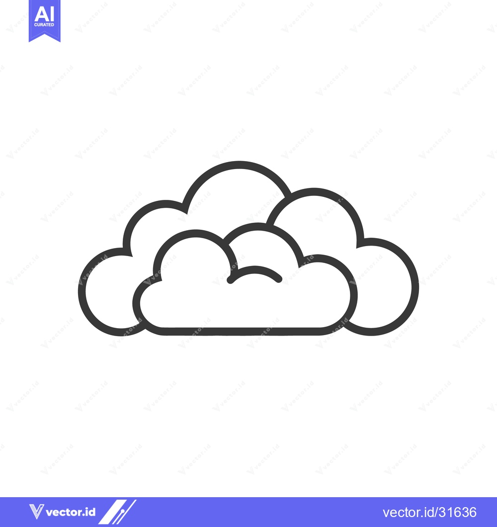 Premium Vector dari A simple black outline illustration depicting a fluffy cloud