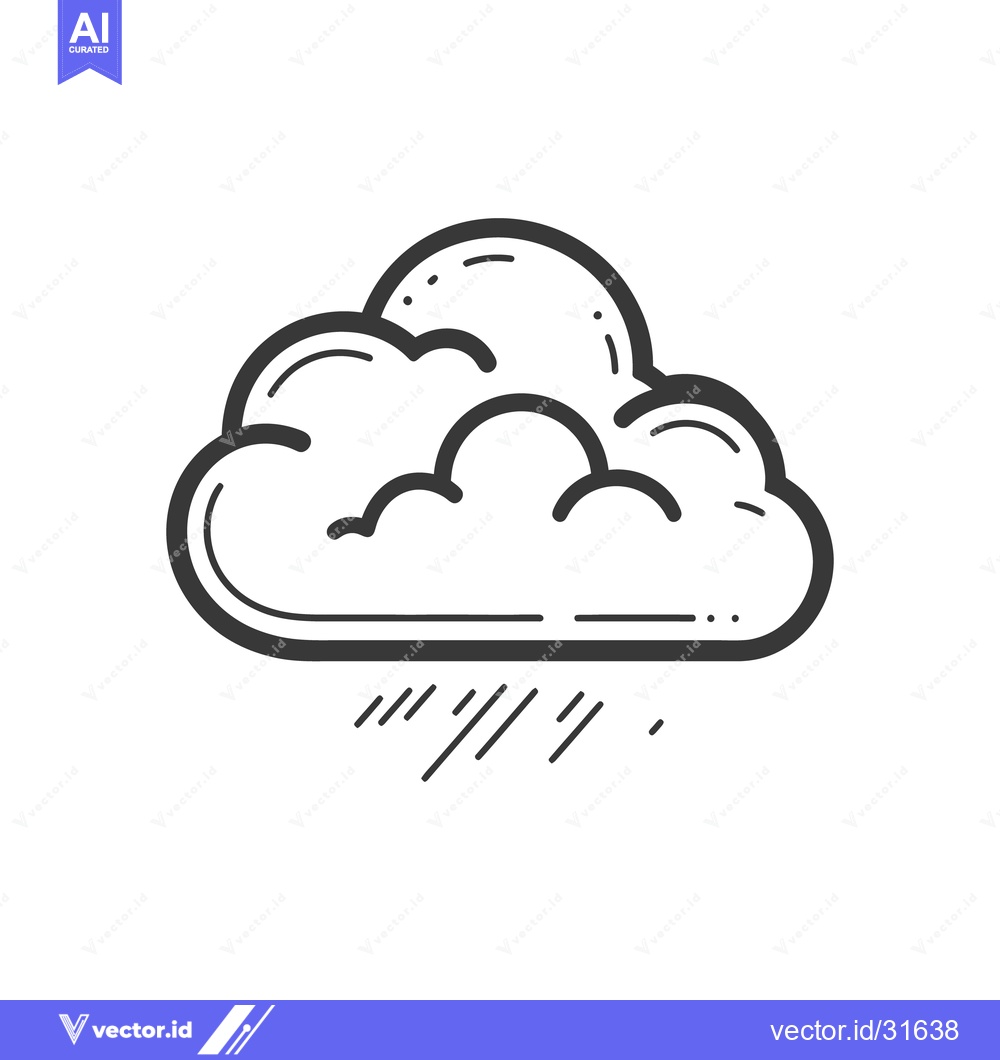 Premium Vector dari A simple black and white illustration of a raining cloud