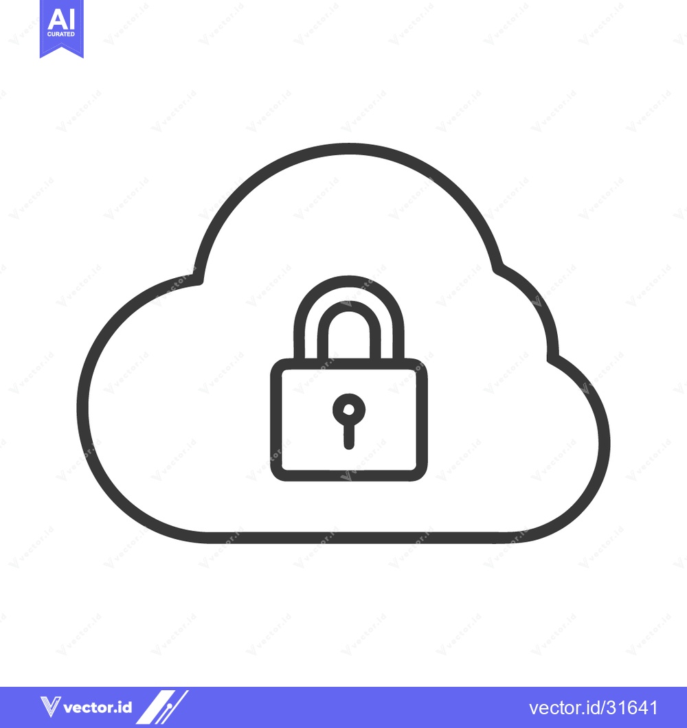 Premium Vector dari Secure Cloud Storage: Padlock Icon Inside Cloud Outline, Data Protecti