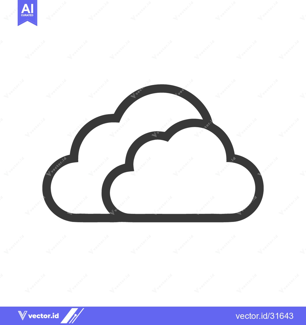 Premium Vector of Minimalist Cloud Icon: Simple Weather Symbol in Black Outline on White