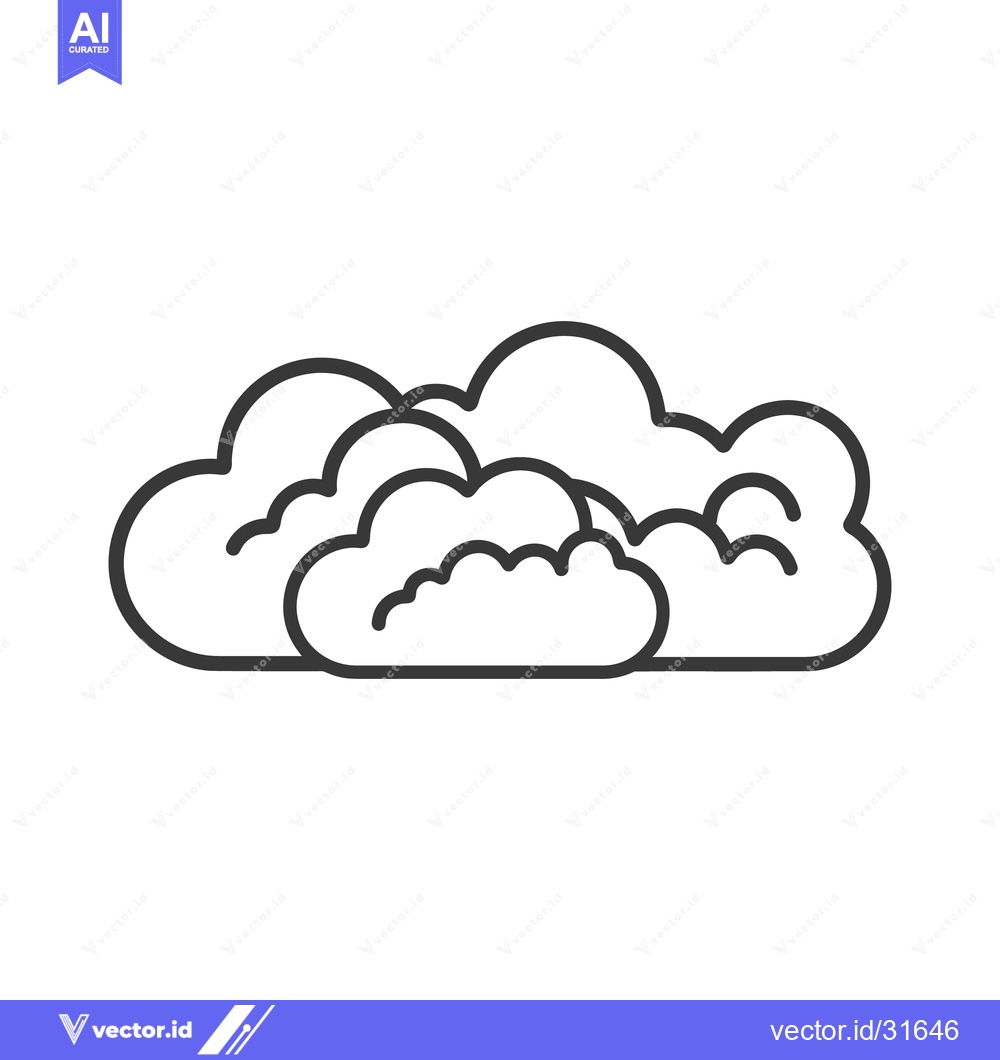 Premium Vector of A simple black and white outline depiction of clouds in the sky