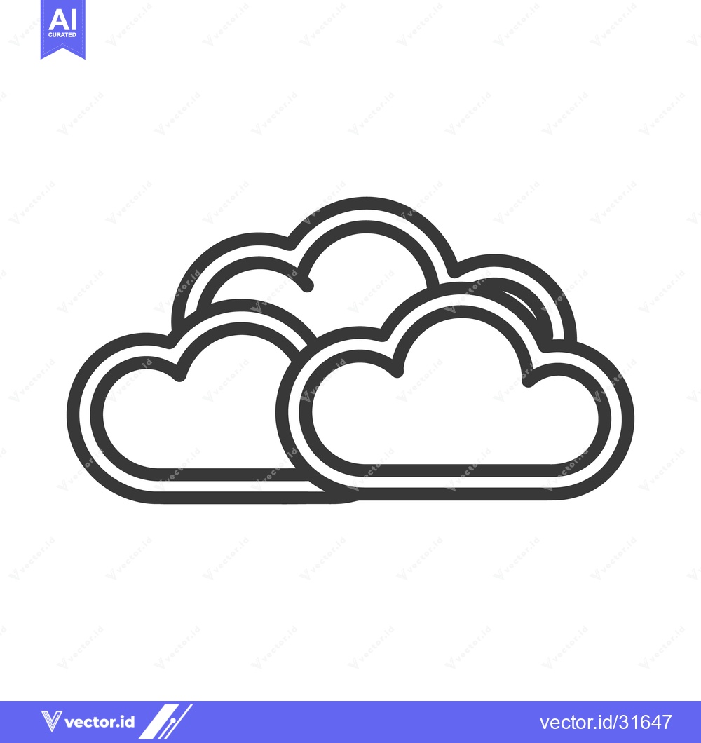 Premium Vector dari A simple outlined drawing depicting several puffy clouds together