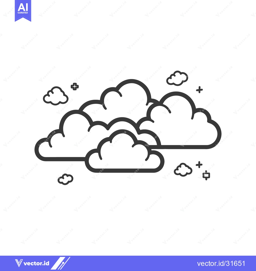 Premium Vector dari Various sized fluffy clouds displayed with simple outline illustration