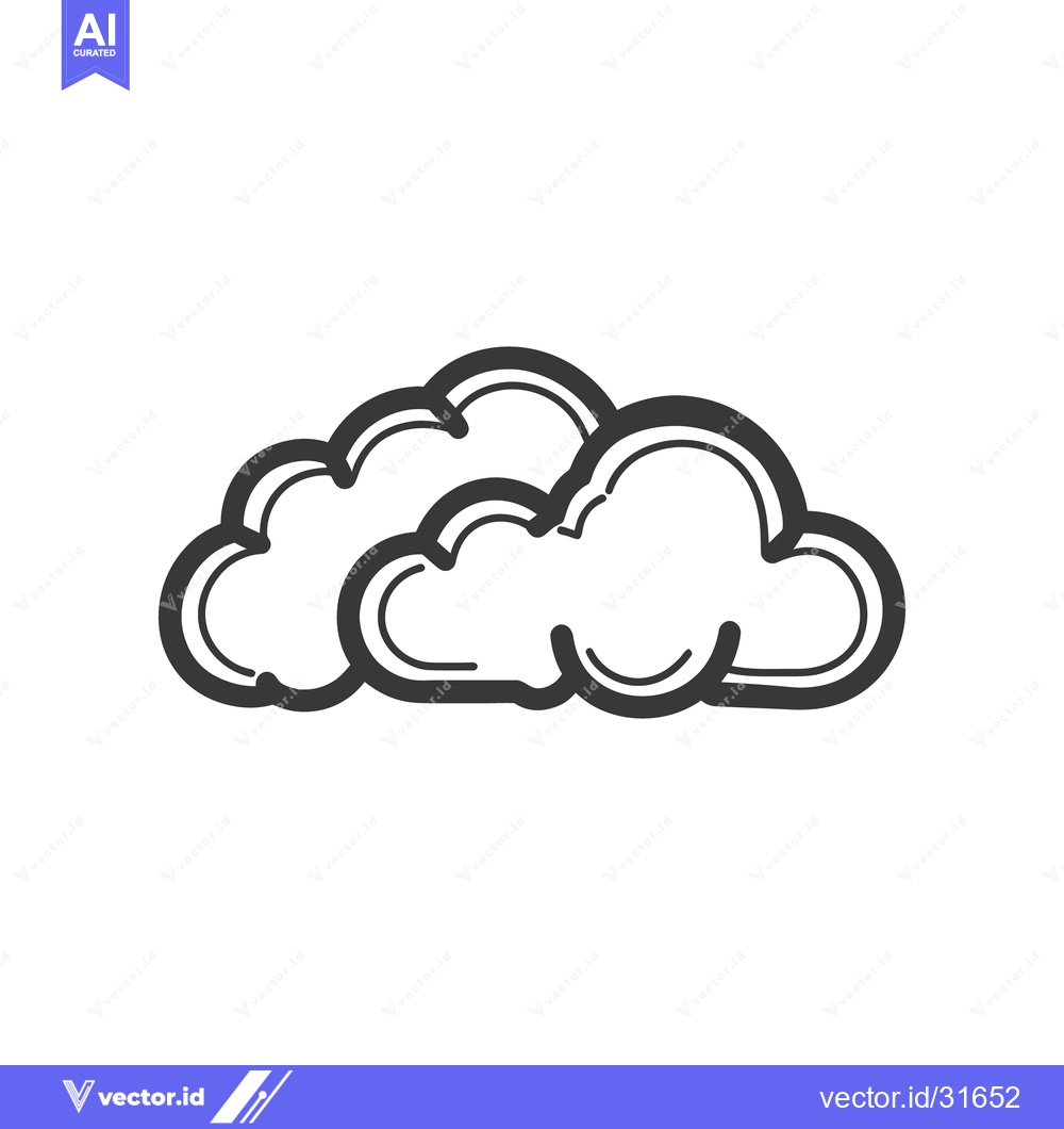Premium Vector dari Two puffy clouds are depicted in a simple black and white style