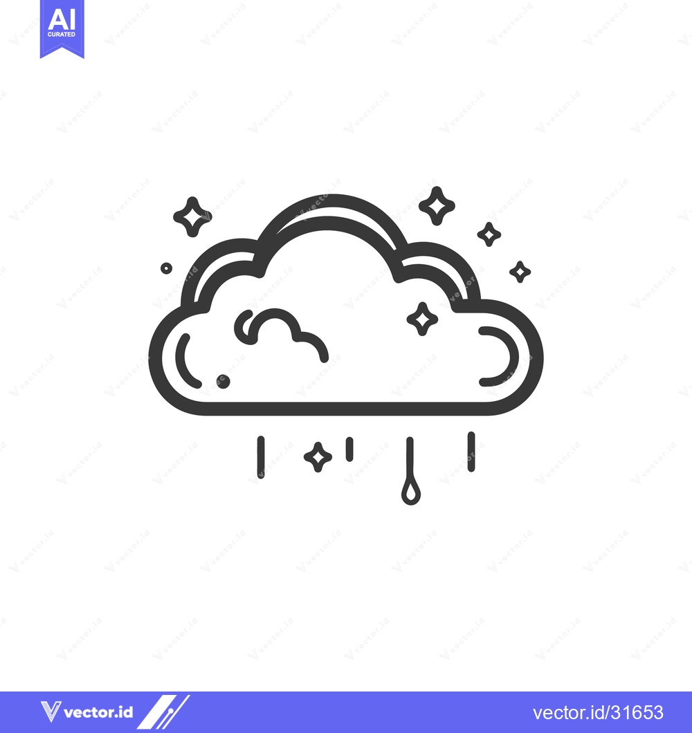 Premium Vector dari A whimsical illustration depicting a cloud with falling raindrops and