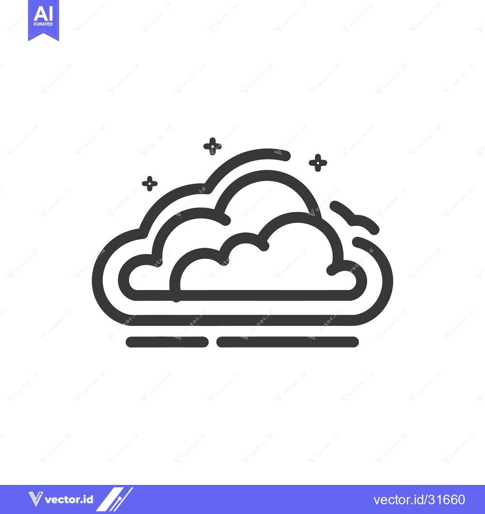 Premium Vector of Simple vector outline illustration of a fluffy cloud with stars