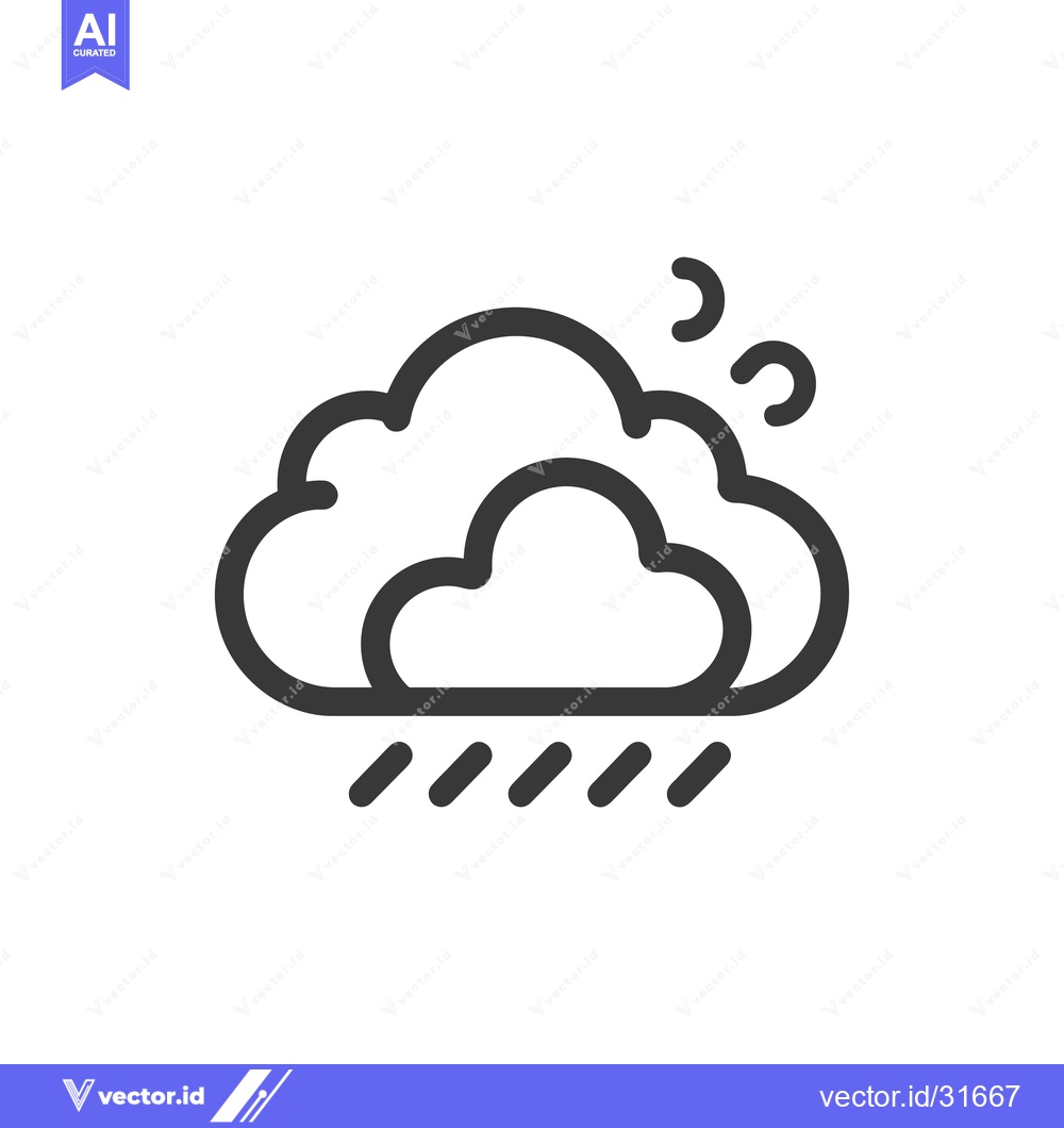 Premium Vector dari Cloudy Weather with Drizzle and a Crescent Moon