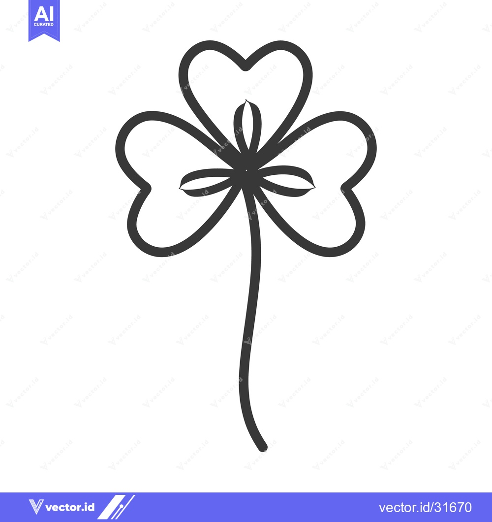 Premium Vector dari A simple outline drawing of a three leaf clover plant