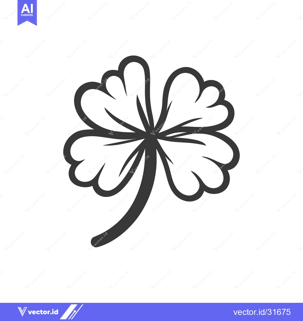 Premium Vector dari A simple black four leaf clover on a white background