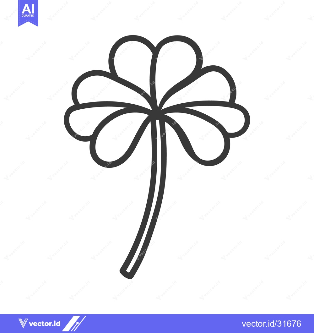 Premium Vector dari A stylized black and white illustration of a shamrock plant