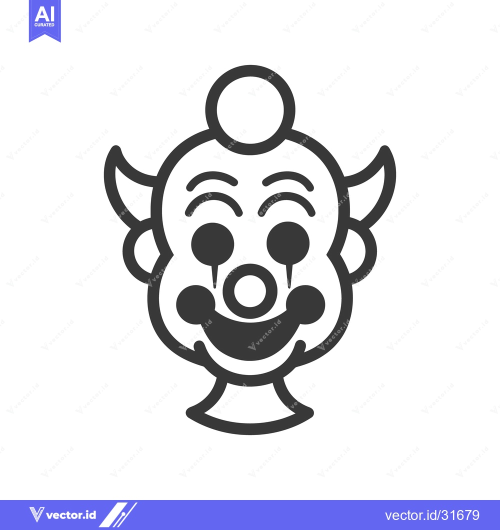 Premium Vector dari Simplified monochrome illustration of a smiling clown face
