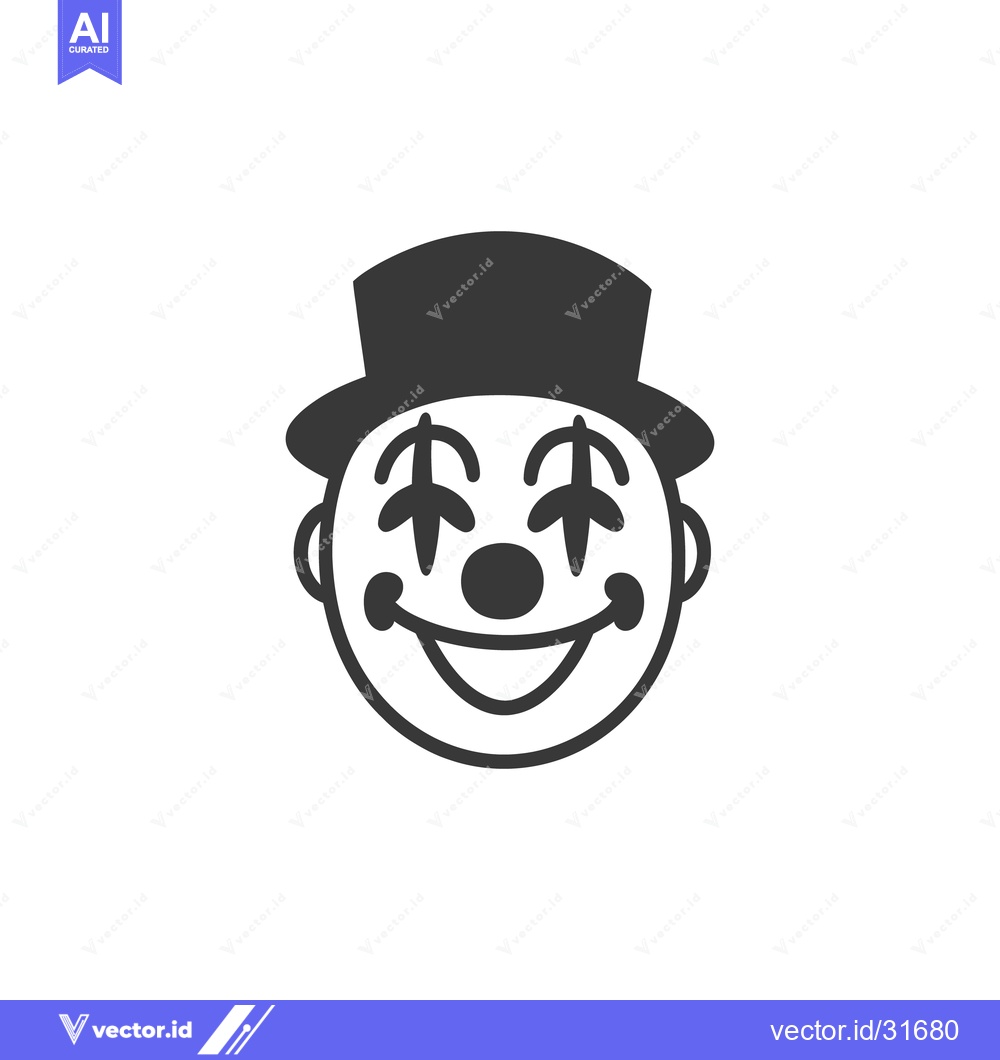 Premium Vector dari A happy cartoon clown wearing a black top hat and smiling
