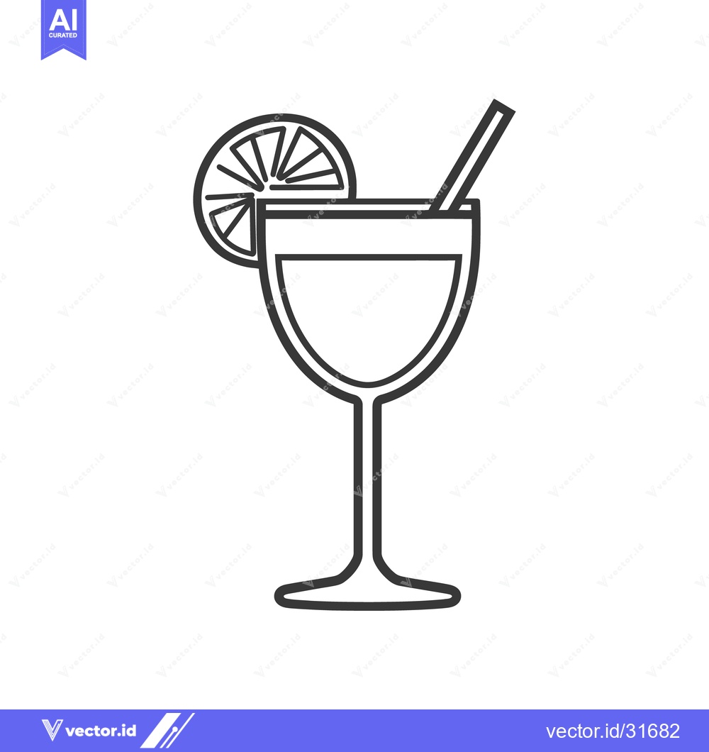 Premium Vector of A line drawing of a cocktail in a stemmed glass