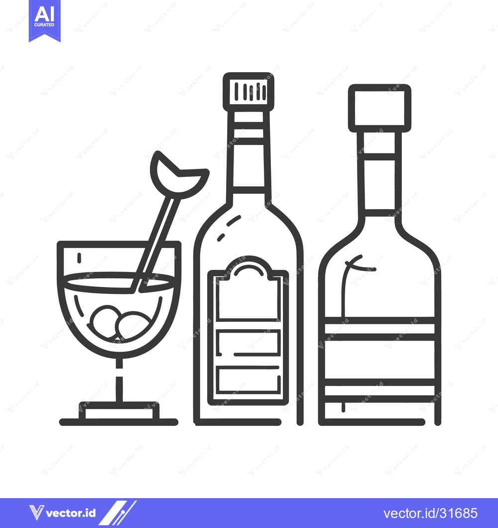 Premium Vector dari An illustrated composition featuring drinks and beverage bottles