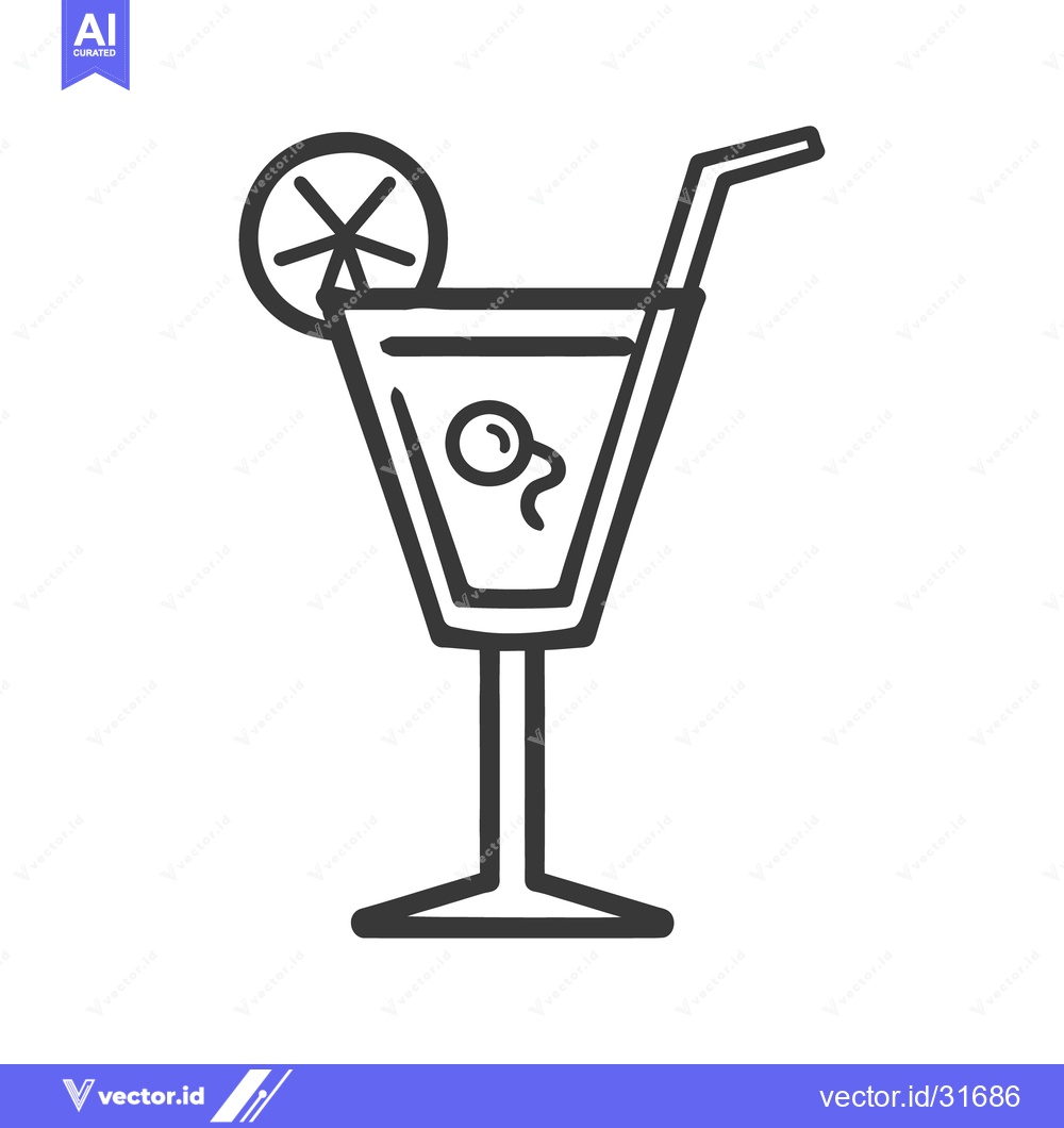 Premium Vector of A stylized image of a cocktail with a lemon slice