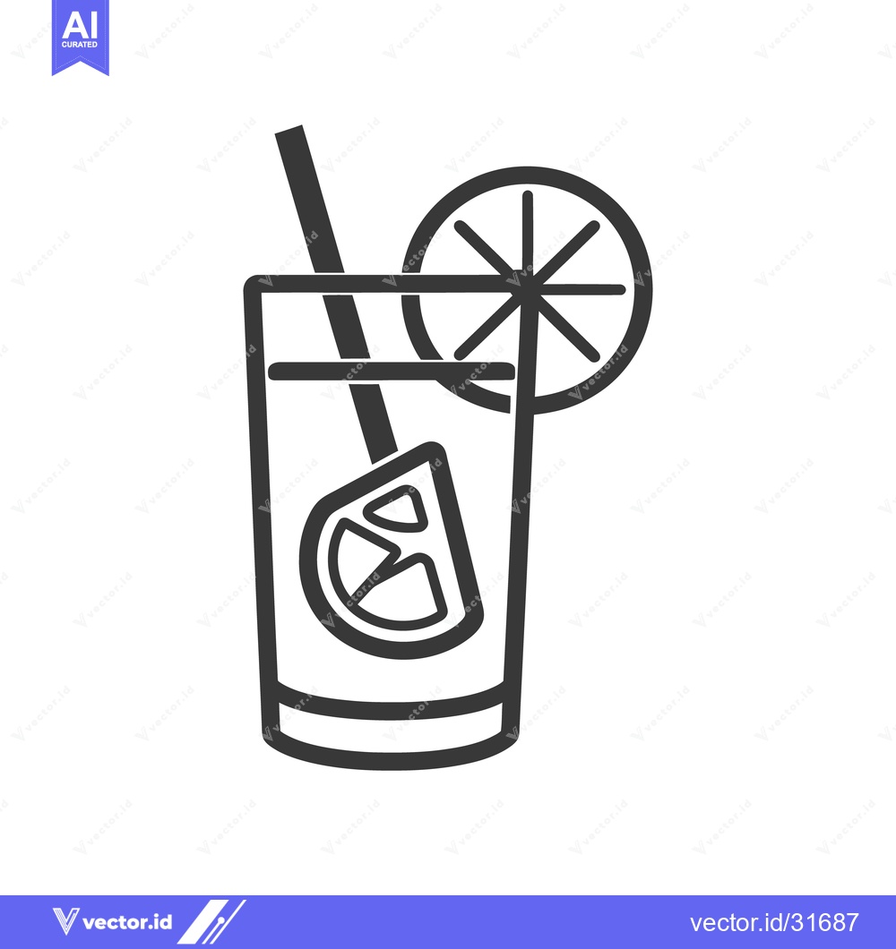 Premium Vector dari A refreshing drink with a straw and a citrus fruit slice