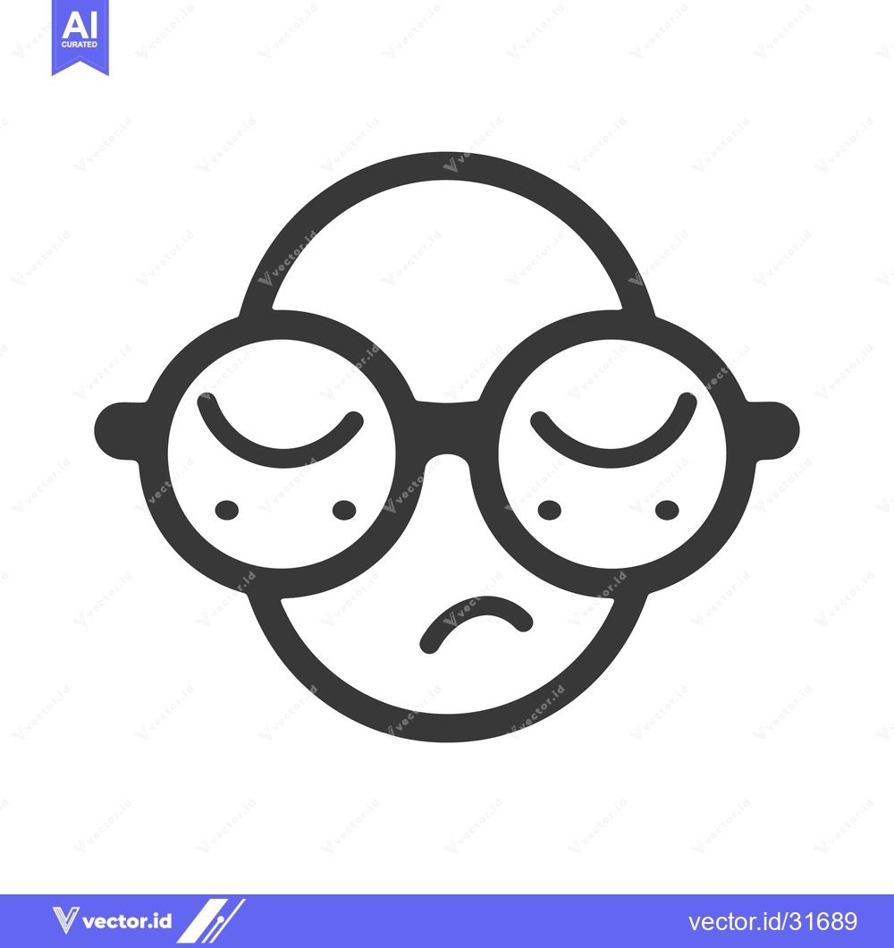 Premium Vector of A stylized icon depicting a person with closed eyes and glasses