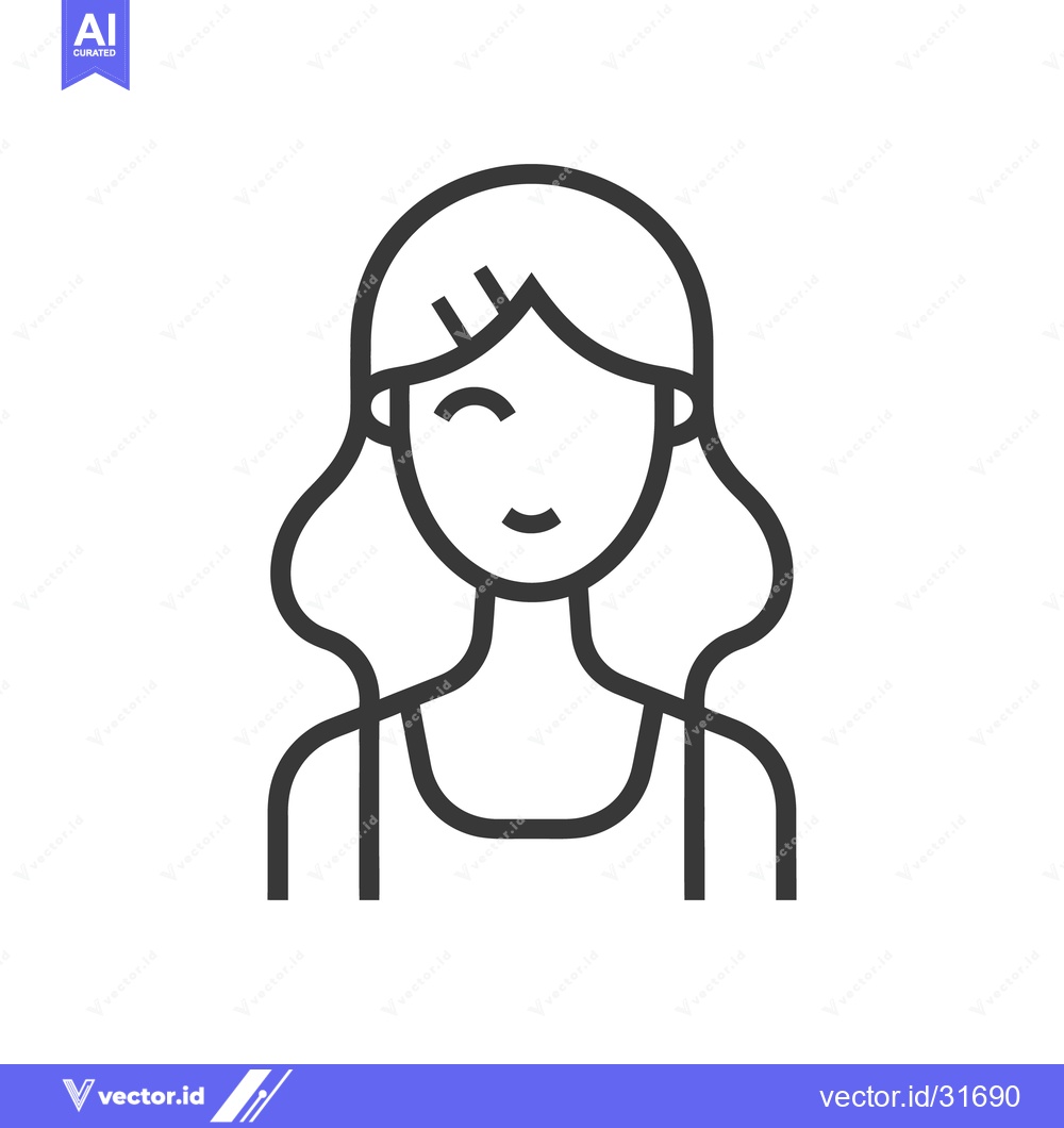Premium Vector of A smiling female avatar with wavy hair and a barrette clip
