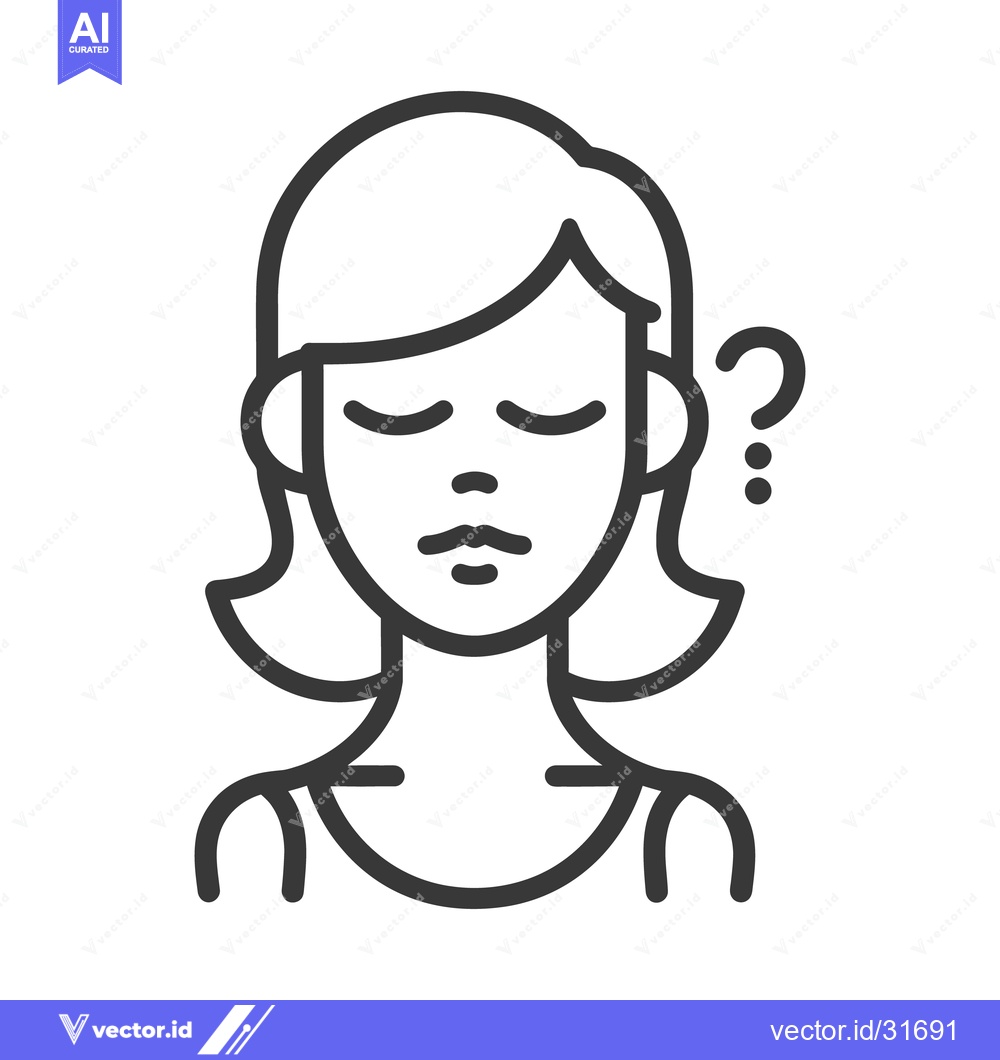 Premium Vector dari A minimalist illustration of a woman with a question mark