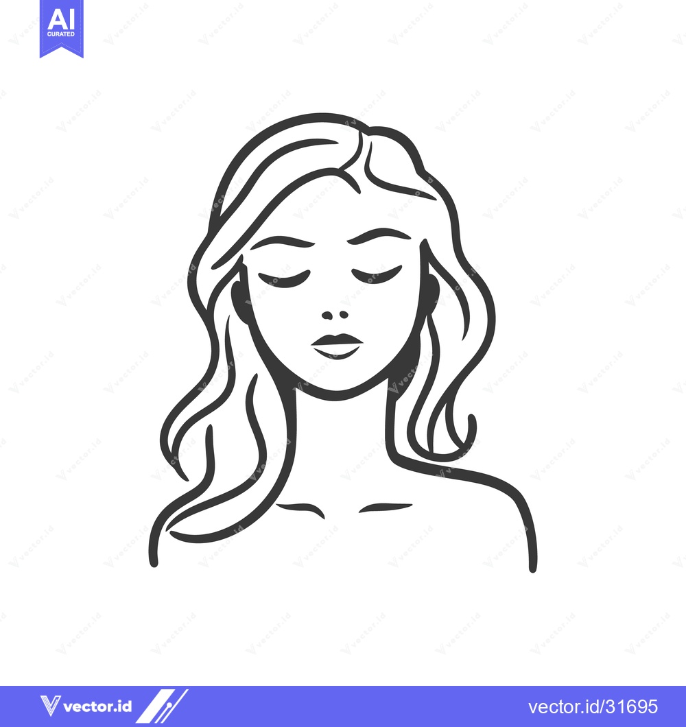 Premium Vector of A simple illustration of a woman with eyes closed and long hair