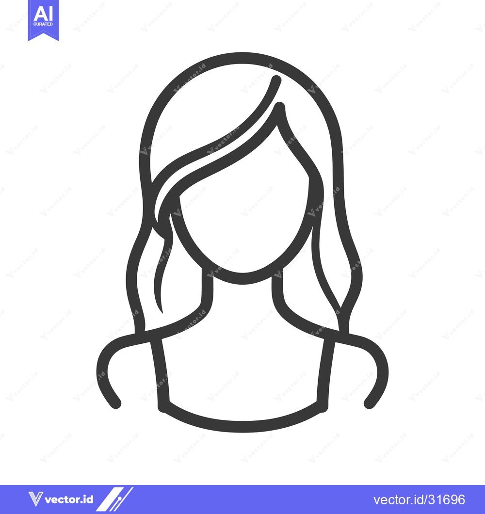 Premium Vector of A faceless outlined illustration of a woman with flowing hair